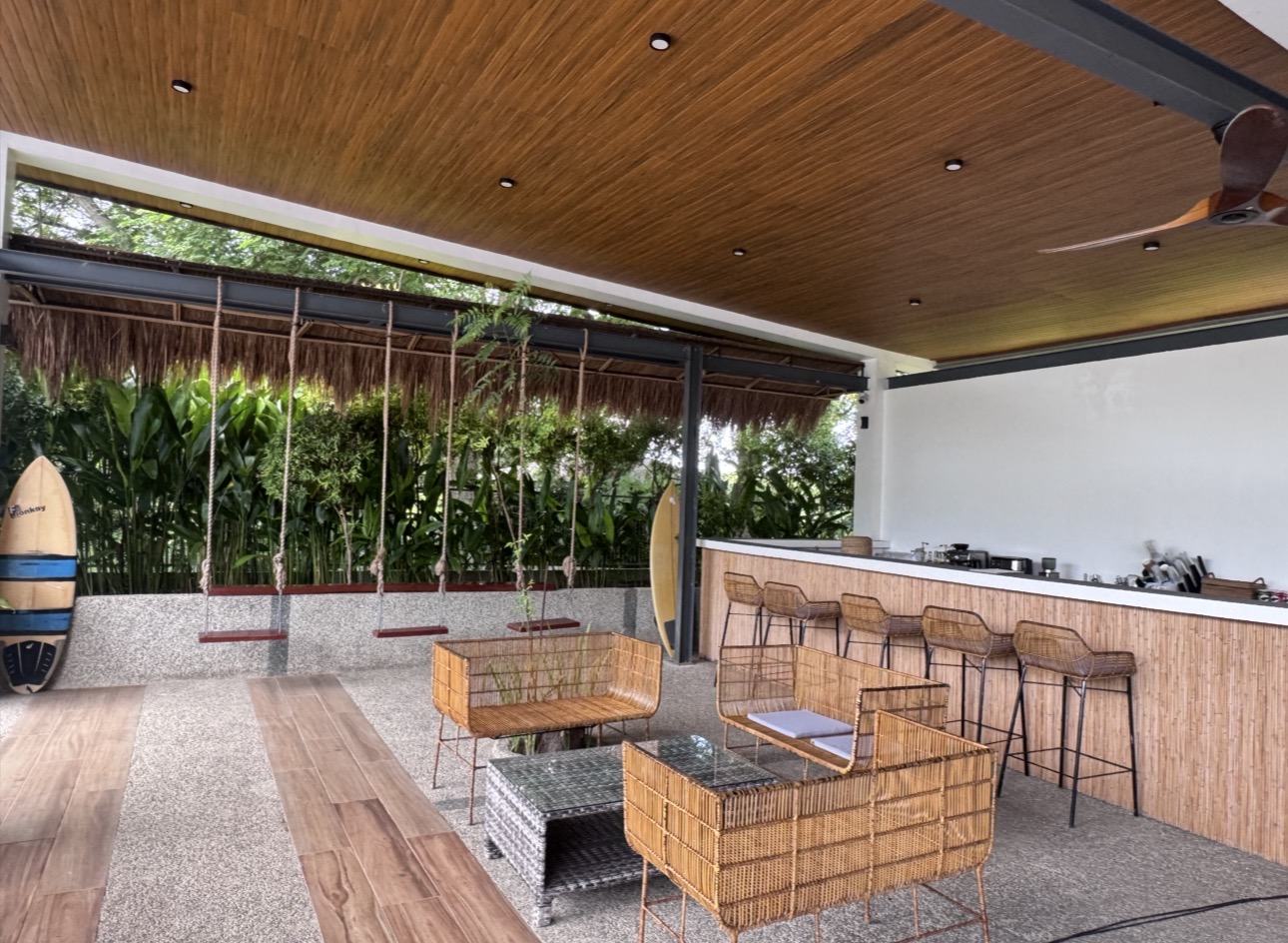 Bar counter and lounge area at Severa's restaurant